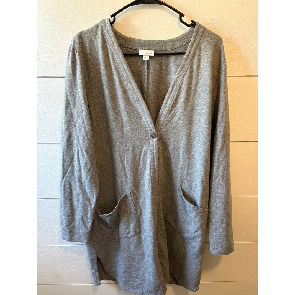 Pure Jill J. Jill Heather Gray Pima Cotton Modal Single Button Cardigan Large